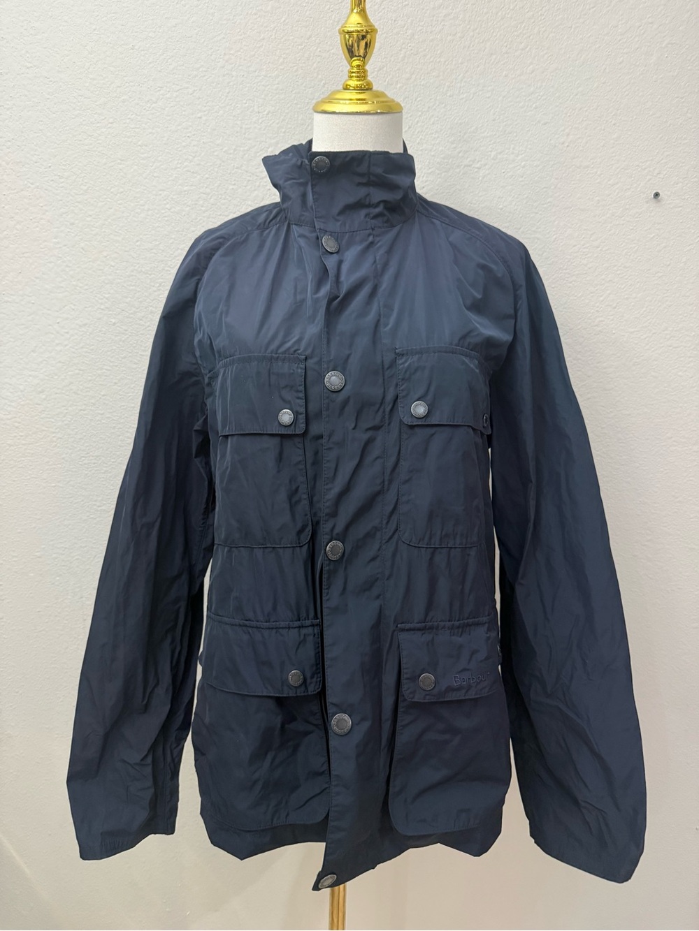 Barbour Navy Blue 4-Pocket Field Utility Jacket Corduroy Collar Size
